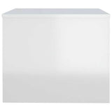 Tavolino da Salotto Bianco Lucido 80x50x40 cm Legno truciolato
