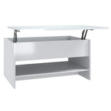 Tavolino da Salotto Bianco Lucido 80x50x40 cm Legno truciolato