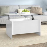 Tavolino Salotto Bianco Lucido 80x55,5x41,5cm Legno truciolato