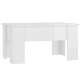 Tavolino Salotto Bianco Lucido 79x49x41 cm in Legno truciolato