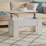 Tavolino Salotto Bianco Lucido 79x49x41 cm in Legno truciolato