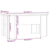 Tavolino Salotto Bianco Lucido 79x49x41 cm in Legno truciolato