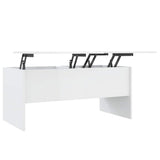 Tavolino Bianco Lucido 102x50,5x46,5 cm in Legno truciolato