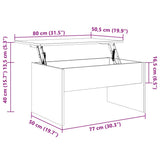 Tavolino Salotto Grigio Sonoma 80x50,5x41,5cm Legno truciolato