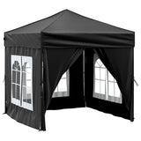 Tenda per Feste Pieghevole con Pareti Laterali Nero 2x2 m