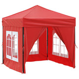 Tenda per Feste Pieghevole con Pareti Laterali Rosso 2x2 m