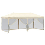 Tenda per Feste Pieghevole con Pareti Laterali Crema 3x6 m