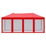 Tenda per Feste Pieghevole con Pareti Laterali Rosso 3x6 m