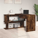 Scrivania Angolare Rovere Fumo 200x50x76cm in Legno truciolato