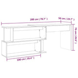 Scrivania Angolare Rovere Fumo 200x50x76cm in Legno truciolato