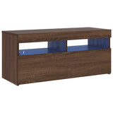 Mobile Porta TV con Luci LED Rovere Marrone 90x35x40 cm
