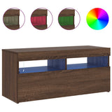 Mobile Porta TV con Luci LED Rovere Marrone 90x35x40 cm