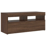 Mobile Porta TV con Luci LED Rovere Marrone 90x35x40 cm