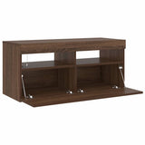 Mobile Porta TV con Luci LED Rovere Marrone 90x35x40 cm