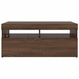 Mobile Porta TV con Luci LED Rovere Marrone 90x35x40 cm