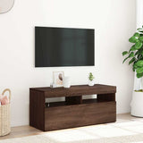 Mobile Porta TV con Luci LED Rovere Marrone 90x35x40 cm