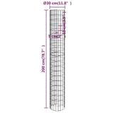 Fioriere Gabbione Circolare 3 pz in Acciaio Zincato 30x200 cm