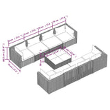 Set Divani da Giardino 9 pz con Cuscini in Polyrattan Marrone