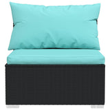 Set Divani da Giardino 13 pz con Cuscini in Polyrattan Nero