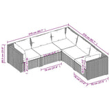 Set Divani da Giardino 5 pz con Cuscini in Polyrattan Nero