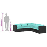 Set Divani da Giardino 5 pz con Cuscini in Polyrattan Nero