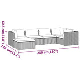 Set Divani da Giardino 6 pz con Cuscini in Polyrattan Nero