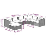 Set Salotto da Giardino 7 pz con Cuscini in Polyrattan Nero