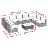 Set Divani da Giardino 10 pz con Cuscini in Polyrattan Marrone
