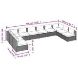 Set Divani da Giardino 10 pz con Cuscini in Polyrattan Marrone