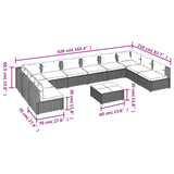 Set Divani da Giardino 11 pz con Cuscini in Polyrattan Marrone