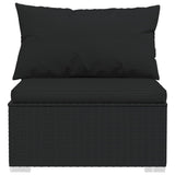 Set Mobili da Giardino 6 pz con Cuscini in Polyrattan Nero