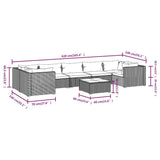 Set Divani da Giardino 8 pz con Cuscini in Polyrattan Nero