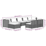 Set Divani da Giardino 9 pz con Cuscini in Polyrattan Marrone