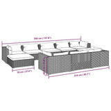 Set Divani da Giardino 10 pz con Cuscini in Polyrattan Nero