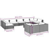 Set Divani da Giardino 10 pz con Cuscini in Polyrattan Nero