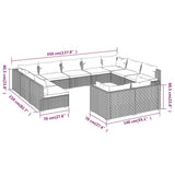 Set Divani da Giardino 11 pz con Cuscini in Polyrattan Marrone