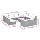 Set Divani da Giardino 12 pz con Cuscini in Polyrattan Grigio