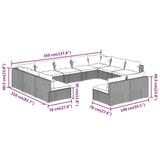 Set Divani da Giardino 11 pz con Cuscini in Polyrattan Marrone