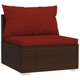 Set Divani da Giardino 14 pz con Cuscini in Polyrattan Marrone