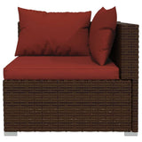 Set Divani da Giardino 14 pz con Cuscini in Polyrattan Marrone