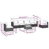 Set Divani da Giardino 7 pz con Cuscini in Polyrattan Marrone