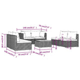 Set Divani da Giardino 7 pz con Cuscini in Polyrattan Marrone