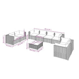 Set Divani da Giardino 9 pz con Cuscini in Polyrattan Grigio