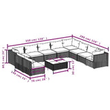 Set Divani da Giardino 11 pz con Cuscini in Polyrattan Marrone