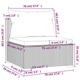 Set Divani da Giardino 11 pz con Cuscini in Polyrattan Marrone