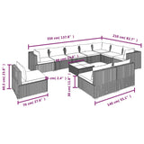 Set Divani da Giardino 11 pz con Cuscini in Polyrattan Marrone