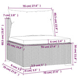 Set Divani da Giardino 11 pz con Cuscini in Polyrattan Marrone