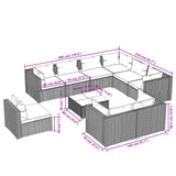 Set Divani da Giardino 10 pz con Cuscini in Polyrattan Marrone
