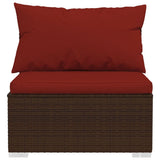 Set Divani da Giardino 11 pz con Cuscini in Polyrattan Marrone