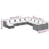 Set Divani da Giardino 11 pz con Cuscini in Polyrattan Marrone